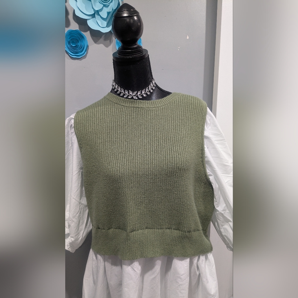 Eloquii Twofer Poplin Dress with Sweater - Picture 3 of 6